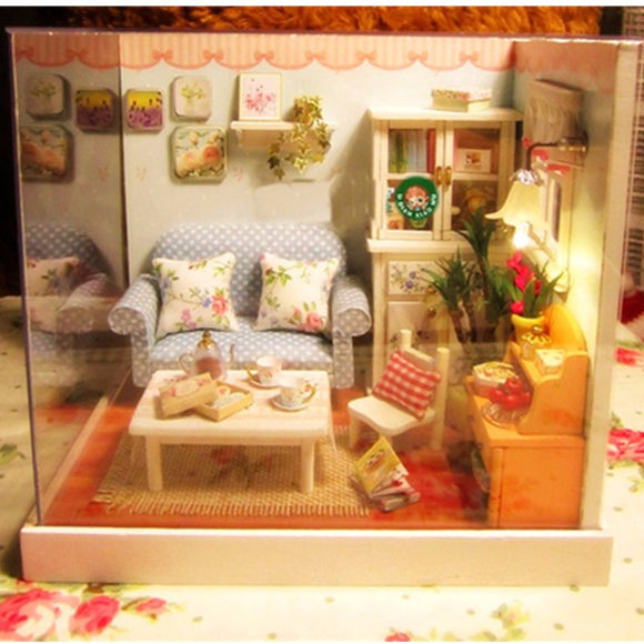 Cuteroom 1:32Dollhouse Miniature DIY Kit with Cover Music LED Light Gather a Happy Moment