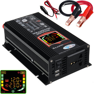 2000W Peak Car Power Inverter DC 12V To AC 110V/220V Dual USB With LCD Display