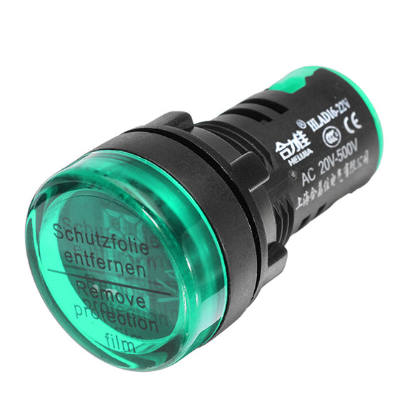 Machifit 22mm Digital AC Voltmeter AC 20-500V Voltage Meter Gauge Digital Display Indicator Green