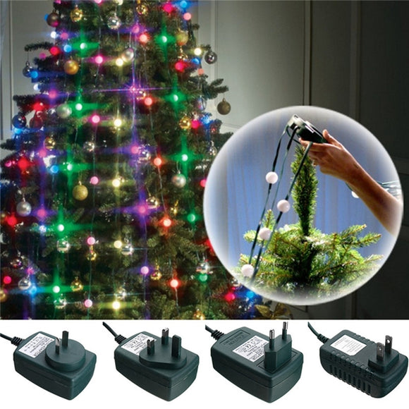 Colorful 64LEDs Three Modes Christmas Tree Fiber Optical Night Light Bulb for Party AC110-240V