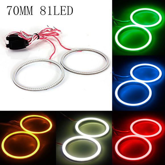 70MM COB LED Angel Eyes Lights Halo Ring Lamp 12V-24V 300LM for BMW