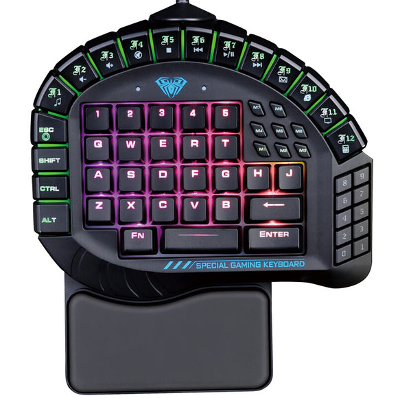 AULA Blue Switch RGB One-Handed Mechanical Gaming Keyboard with Wrist Pad