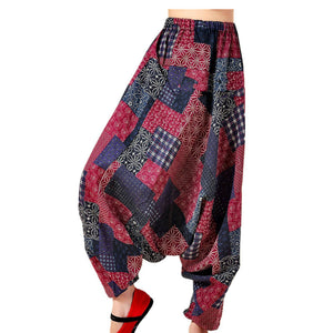Women Yoga Fitness Drop Crotch Pants Casual Harem Cotton Linen Pants Bloomers National Style