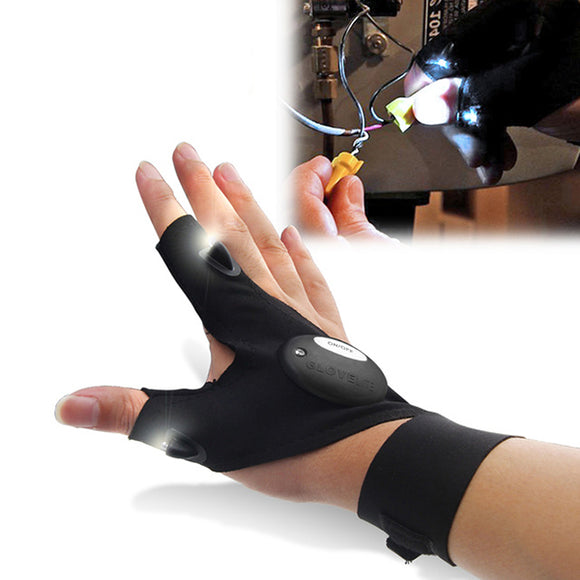 ZANLURE Multifunctional EDC Fishing Fingerless Glove LED Repair Flashlight Survival Outdooors