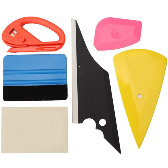 6Pcs Window Tinting Tool Glass Vinyl Sticker Scrapers Felt Squeegee Cutter