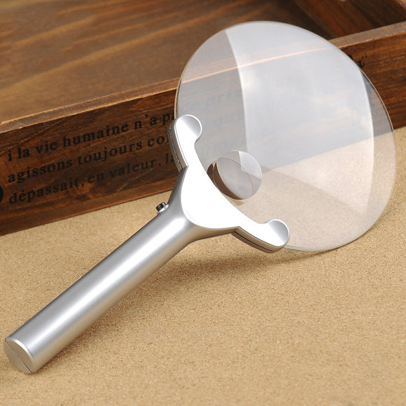 2x 6x 130mm Handheld Portable Illuminated Hand Magnifier Magnifying Glass Loupe Tool With 2 LED Lights Lamp