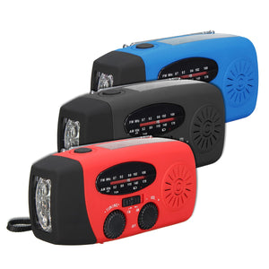 Solar AM FM Radio Emergency Wind Up Hand Crank 3 LED Lantern Light Power Bank