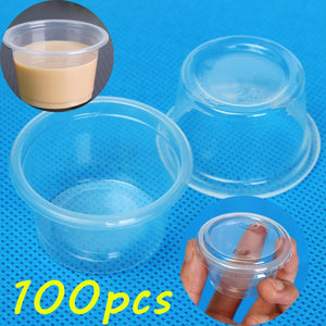 100pcs 1oz 30ml Cup With Lid Clear Plastic Pudding Jelly Sauce Cup