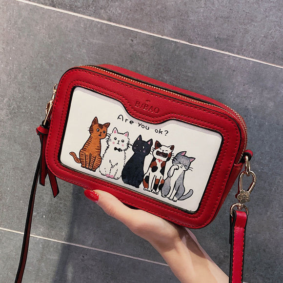 Women Fashion Cute Casual Cat Handbag Crossbody Bag