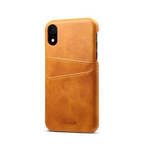 Premium Cowhide Leather Card Slot Protective Case For iPhone XR