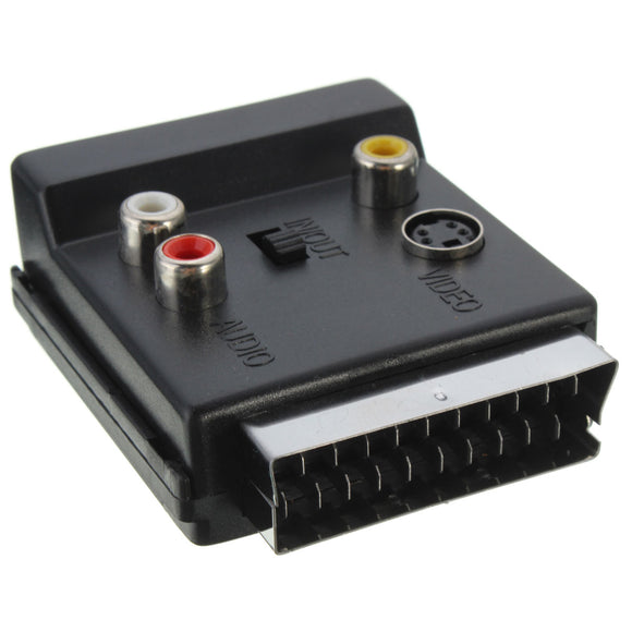 Switchable Scart Male to Scart Female S-Video 3 RCA Audio Adapter Converter Connector