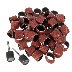 100Pcs 80-600 Grit Sanding Sandpaper Sleeves with 2 Sanding Drum Mandrels Fit Dremel Rotary Tools