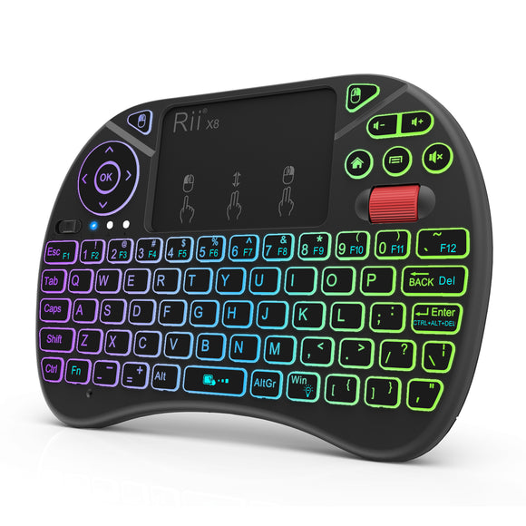 RII X8+ Colorful Backlit 2.4G Air Mouse Mini Wireless Keyboard Touchpad for Android TV Box Laptop