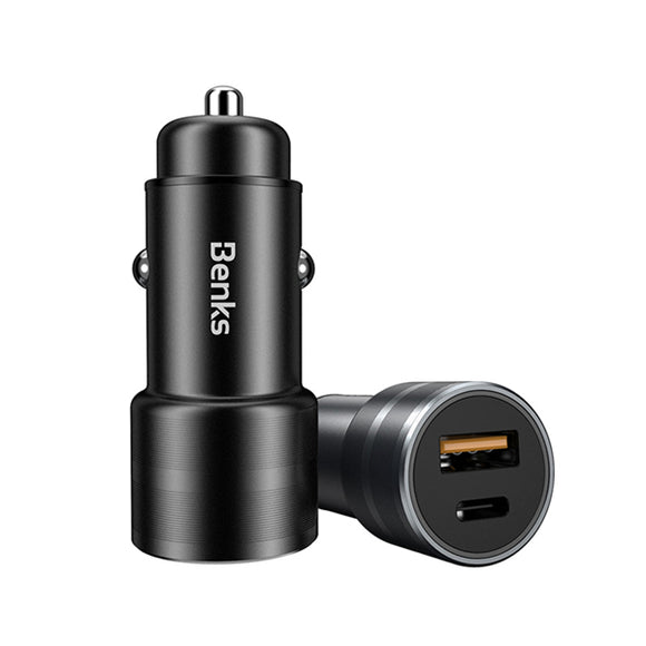 Benks 18W Dual USB PD Type C Fast Car Charger With Indicator For Oneplus 6 Xiaomi Mi8 Pocophone F1