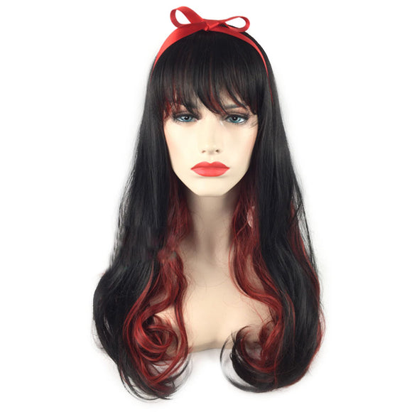 Cosplay Wigs Black Gradient Red Halloween Party Full Hair With Cap Anime Hair