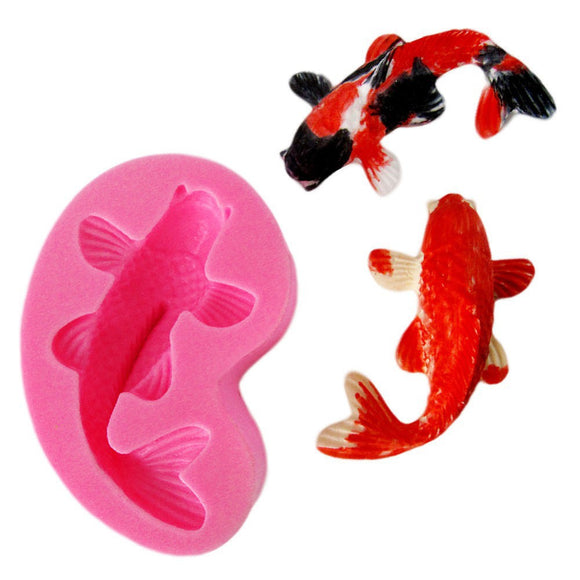 Koi Fish Cartoon Silicone Fondant Cake Mold 3D Fish Candle Moulds Soap Chocolate Baking Mold