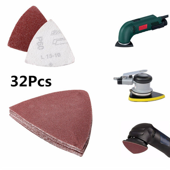 32pcs 80mm Sanding Sheets Disc Triangle Sandpaper 60/120/180/240 Grit