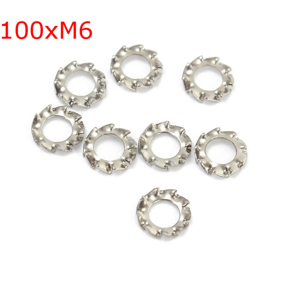 100pcs M6 A2 Stainless Steel External Tooth Star Lock Washer Gasket