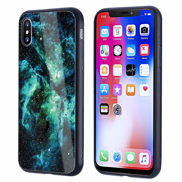Bakeey Colorful Tempered Glass Back TPU Frame Case for iPhone X