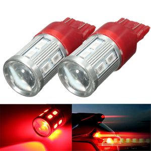 2Pcs T20 12SMD LED DRL Turn Signal Daytime Running Light Brake Bulb