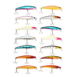 ZANLURE 14pcs/set Lot Mixed Wobbler Minnow Bass Fishing Lures Crankbaits Tackle Hooks