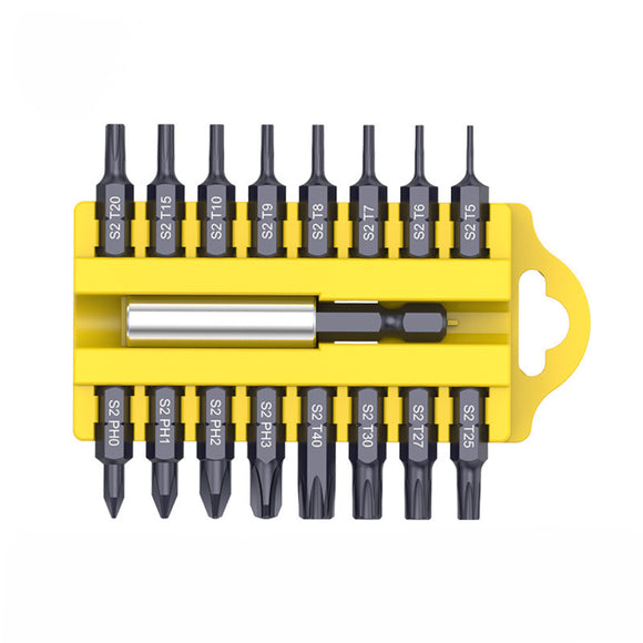 BROPPE 1/4 Inch Hex Shank 17 In 1 Screwdriver Bits Alloy Steel Connecting Rod Cross Slotted Hexagon Socket Screwdriver Bit Set