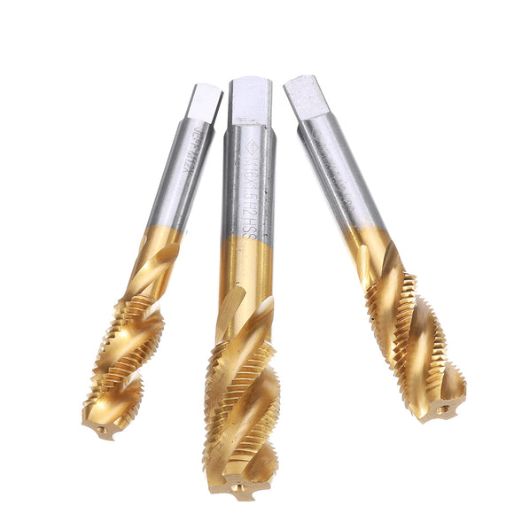 Drillpro M12-20 HSS Titanium Coated Screw Tap Metric Spiral Fluted Machine Screw Hand Tap
