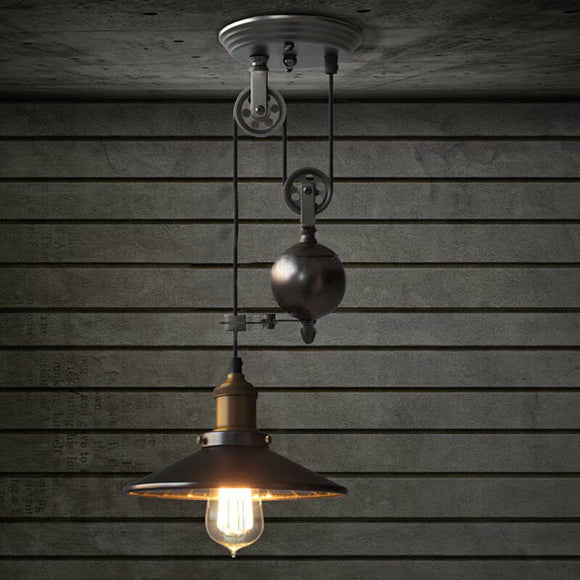 E27 Industrial Retro Pulley Pendant Light Restaurant Bar Ceiling Hanging Lamp Fixture AC110-240V