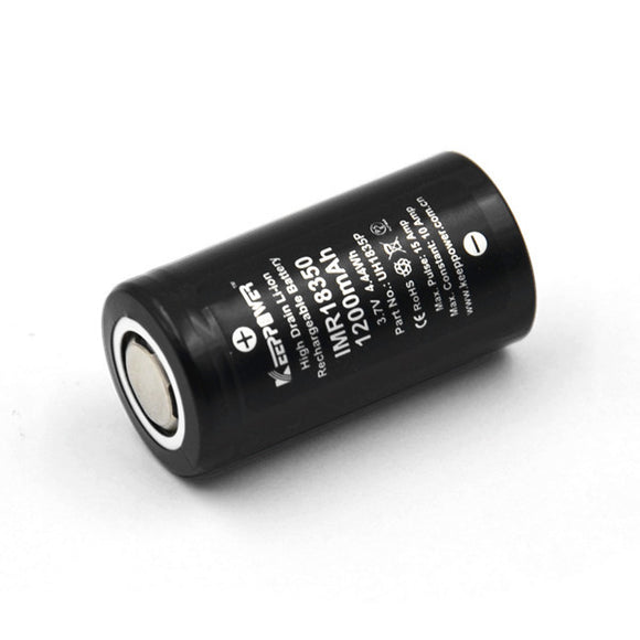 1Pcs Keeppower 18350 Battery IMR18350 10A discharge 1200mAh UH1835P Unprotected Li-ion Rechargeable Battery for Flashlights Household Tools