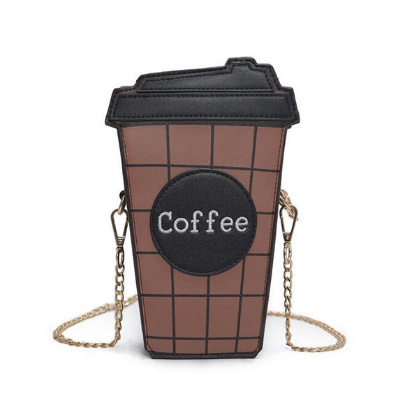 Women Personalized Coffee Cup Shape Shoulder Bag Cute Crossbody Phone Bag