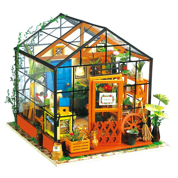 Robotime DIY Doll House Kit Cathy Flower Greenhouse DG104 Dollhouse Gift Decor