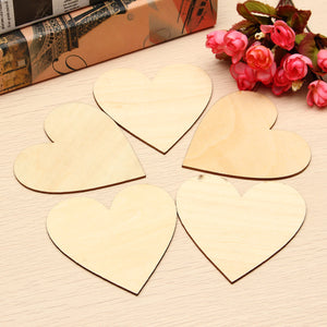 5pcs Wooden Love Heart Shape for Weddings Plaques Art Craft Embellishment