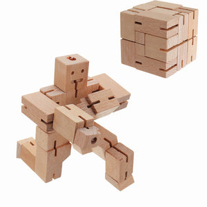 9 PIG Transformable Wooden Stikbot Sucker Cube Robot Deformable Foldable Action Figure Puzzle Toys