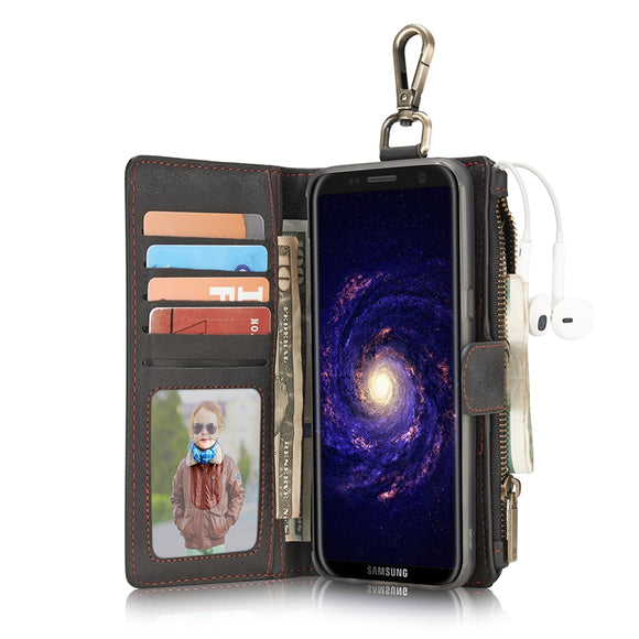 CaseMe PU Leather Multifunctional Detachable Zipper Wallet Hook Case For Samsung Galaxy S8 Plus
