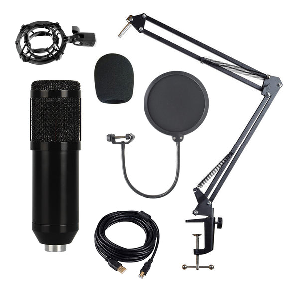 Bakeey BM-828 Adjustable Studio Mic USB Condenser Sound Recording Microphone With Stand for Live Broadcast Podcasting