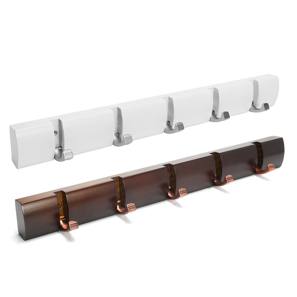 5 Position Curved Flip Hook Wall Mounted Clothes Hanger Door Coat Rack Hat Scarf Holder
