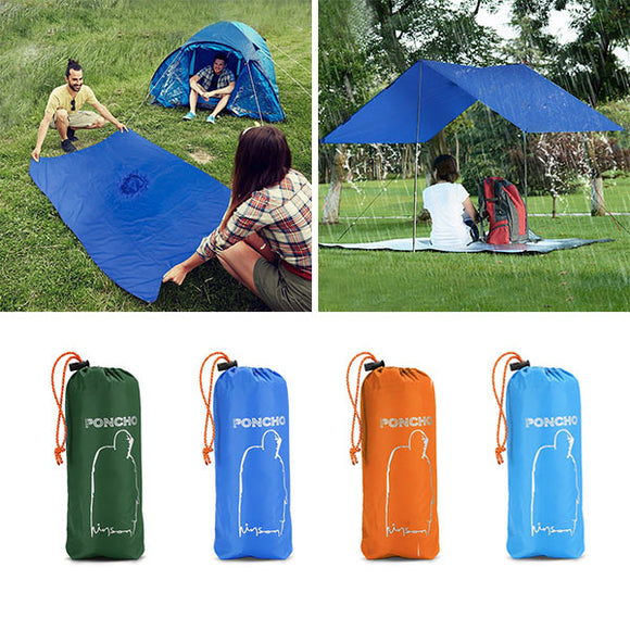 KCASA KC-RC042 3 in 1 Travel Waterproof Poncho Outdooors Rain Coat Shelter Camping Mat Backpack Cover
