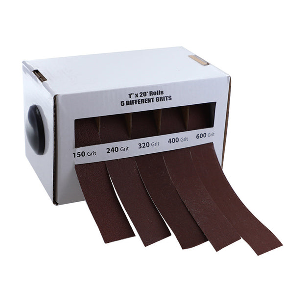 Drillpro 5Pcs Drawable Sandpaper Rolls 25mmx6m Boxed Assorted Abrasive Sandpaper Rolls For Wood Turners Furniture Repair Woodworkers Metal Workers and Automotive Body Work
