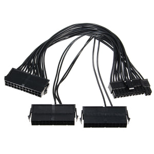 3 Ports Triple Power Supply PSU 24Pin 20+4pin ATX Motherboard Adapter Cable 30cm