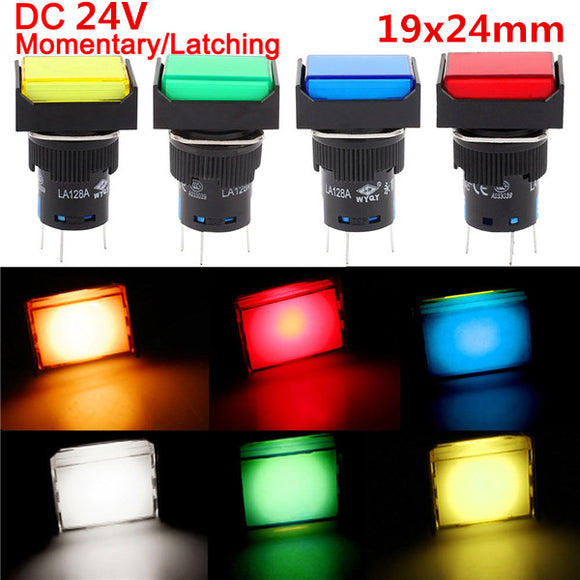 16mm DC 24V Push Button Self Lock Latching Switch LED Light