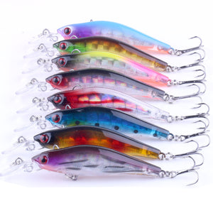 ZANLURE 8pcs 8cm Floating Wobblers Minnow Fishing Lures Crankbaits Hooks Bass Tackle