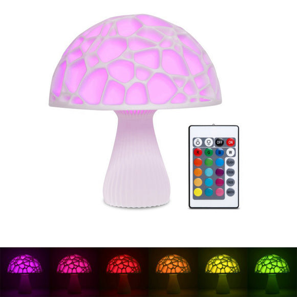 20cm 3D Mushroom Night Light Remote Touch Control 16 Colors USB Rechargeable Table Lamp for Home Decoration