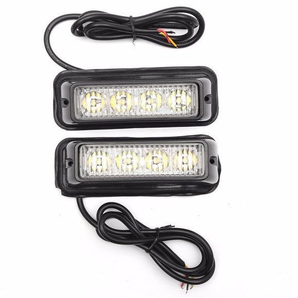 Pair White/Amber High Bright LED Warning Emergency Light Beacon Strobe Flashlight Bar For Car Truck