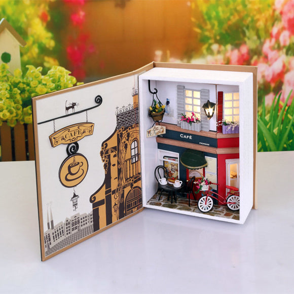Hoomeda B005 Summer In Prague Cafe 20.5*7*15.2cm DIY Dollhouse Box Theatre Kids Gift Collection