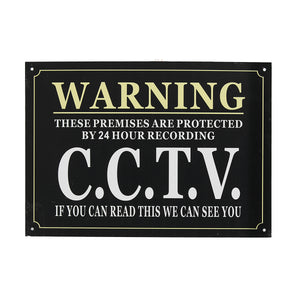 A3 Security Warning Sign Protected By 24 Hour CCTV Security Camera Sign Metal Waterproof Black