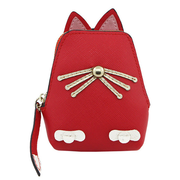 Women PU Leather Cute Cat Coin Bag Kitty Purse Animal Shape Wallet