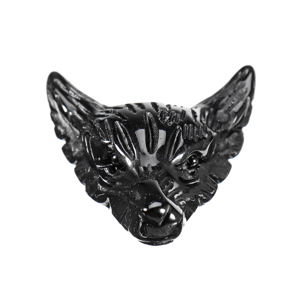 Natural Black Obsidian Wolf Head Pendant Necklace Jewelry Quartz Crystal Gift