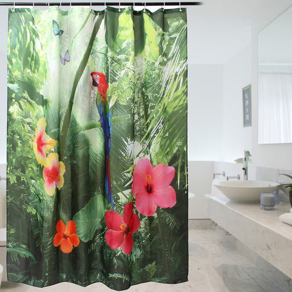 180*200cm 72 inch Polyester Shower Curtain Parrot Waterproof Fabric Curtains For Bathroom
