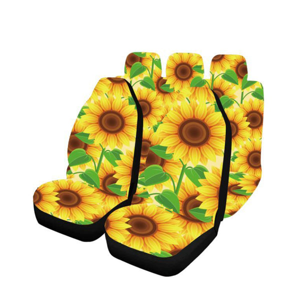 5PCS Car Seat Cover Sunflower Printed Front Seat Protective Mats Universal