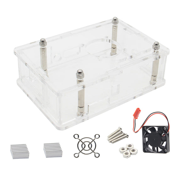 3-in-1 Transparent Protective Acrylic Case + Cooling Fan + Heatsink Kit For Orange Pi 3